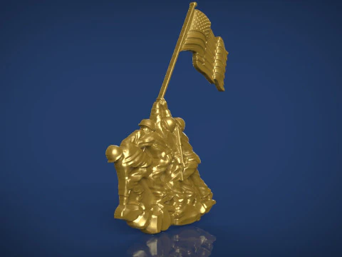 Iwo Jima Tribute American Marine Hero Bas Relief 3D Print Model