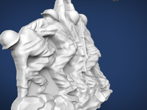 Iwo Jima Tribute American Marine Hero Bas Relief 3D Druckmodell