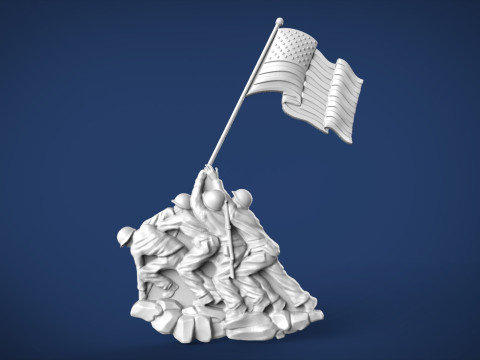 Iwo Jima Tribute American Marine Hero Bas Relief 3D Druckmodell