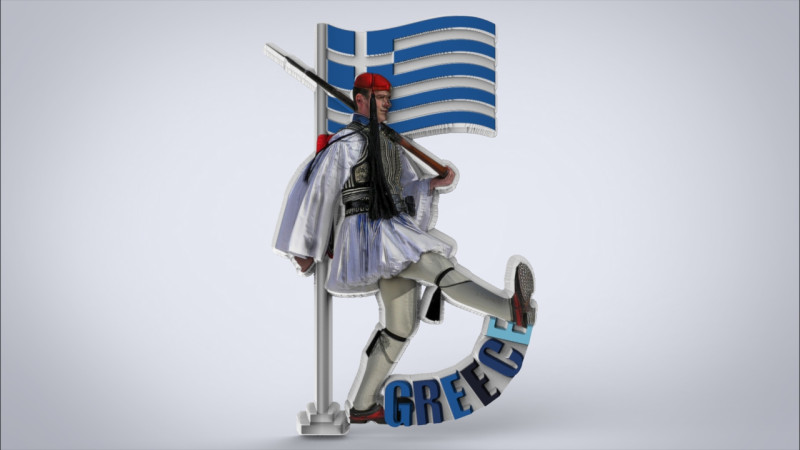 Greek Souvenir Fridge Magnet Evzones Modelo de impresión 3D .c4d .max .obj .3ds .fbx .stl .blend