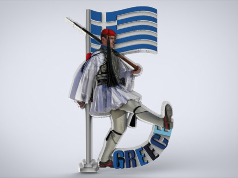 Greek Souvenir Fridge Magnet Evzones 3D Druckmodell