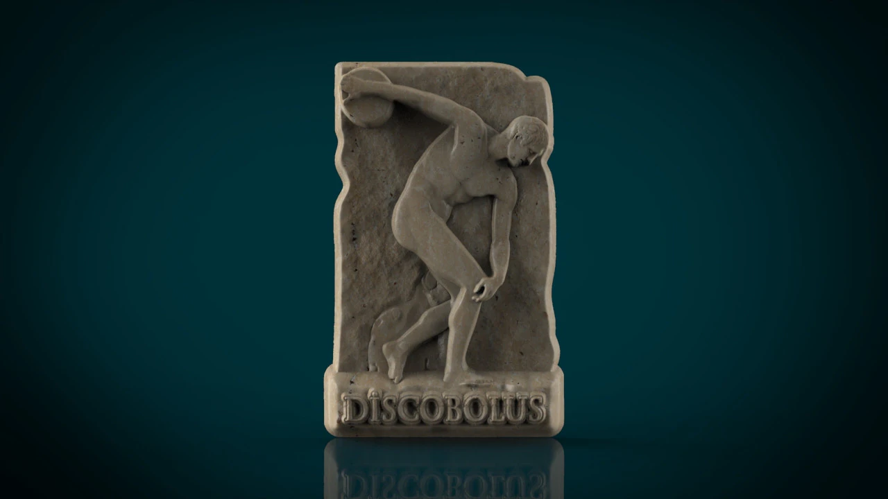 Discobolus of myron bas relief 3D Print Model .c4d .max .obj .3ds .fbx .stl .blend 