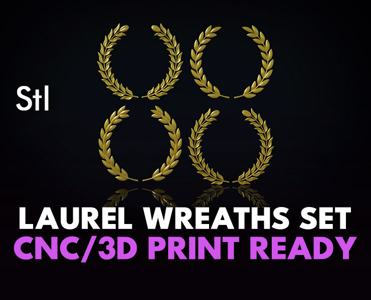 Laurel wreaths set 3D 프린트 모델 .c4d .max .obj .3ds .fbx .stl .blend 