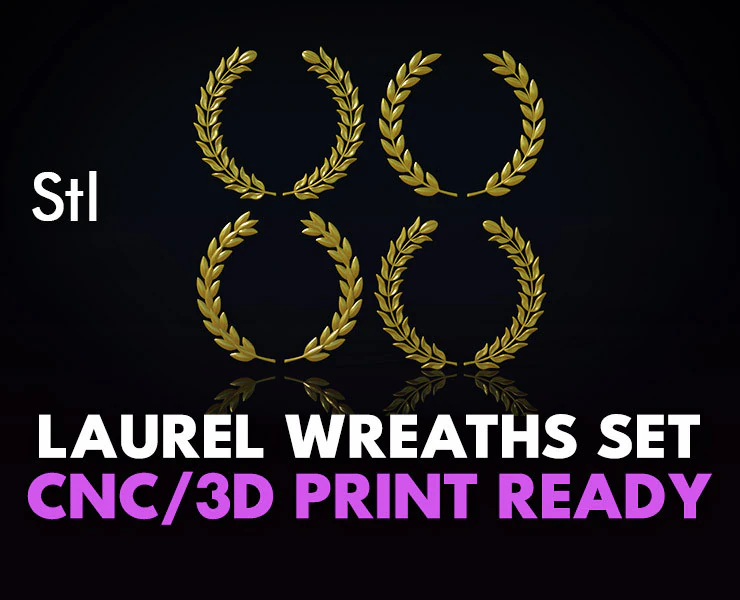 Laurel wreaths set 3D Print Model .c4d .max .obj .3ds .fbx .stl .blend