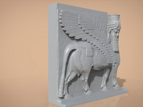 Assyrian Human headed winged bull 3D Print Model