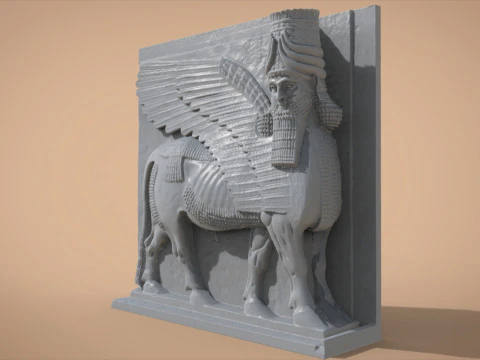 Assyrian Human headed winged bull 3D Print Model