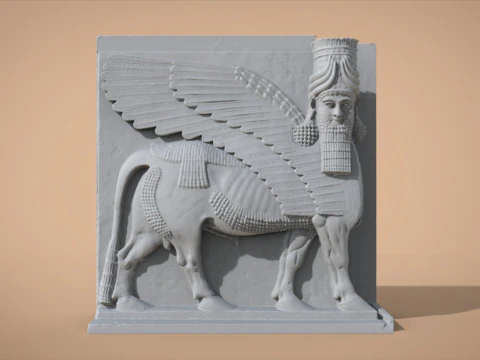 Assyrian Human headed winged bull 3D Print Model