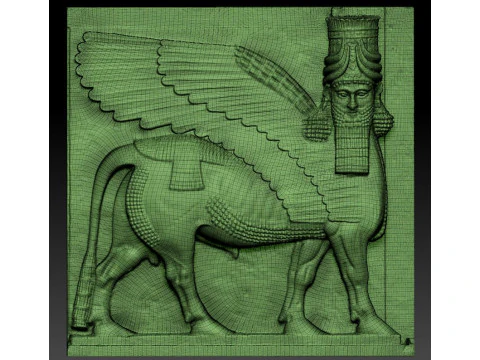 Assyrian Human headed winged bull 3D Print Model