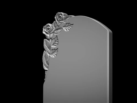 Memorial tombstone with roses 3D Print Model