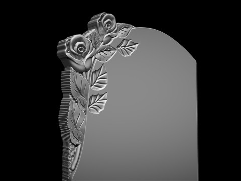 Memorial tombstone with roses 3D Print Model