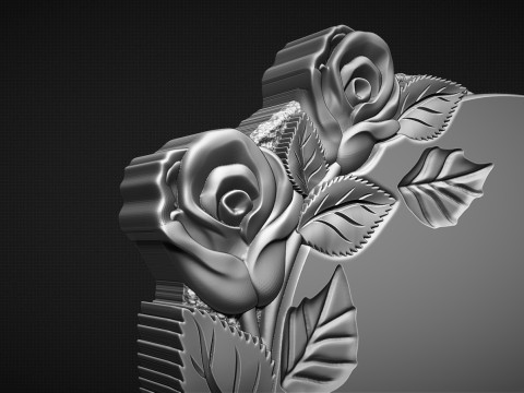 Memorial tombstone with roses 3D Print Model