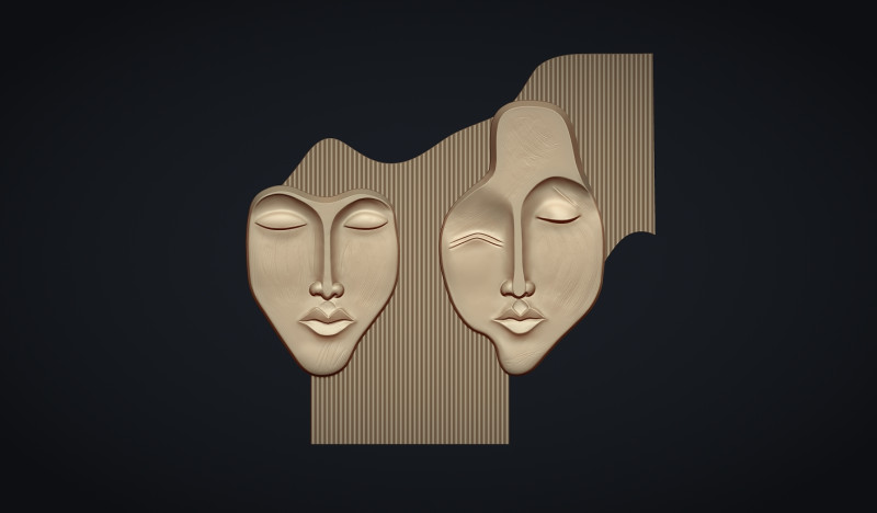 Abstract Face Wall decor 3D 打印模型 .c4d .max .obj .3ds .fbx .stl .blend 