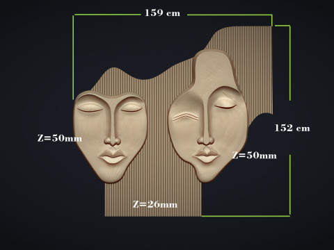 Abstract Face Wall decor 3D 打印模型