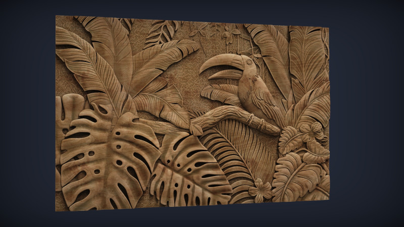 Tropical Forest Wall decor 3D 打印模型 .c4d .max .obj .3ds .fbx .stl .blend 