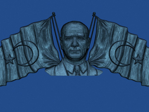 Ataturk and Turkish flags 3D प्रिंट मॉडल