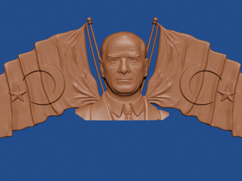 Ataturk and Turkish flags 3D प्रिंट मॉडल