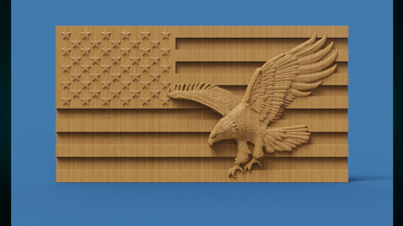 American Flag and Eagle 3D Print Model .c4d .max .obj .3ds .fbx .stl .blend 