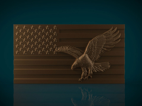 American Flag and Eagle 3D Print Model