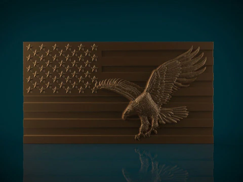 American Flag and Eagle 3D Print Model