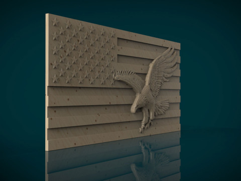 American Flag and Eagle 3D Print Model