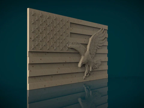 American Flag and Eagle 3D Print Model