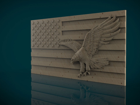 American Flag and Eagle 3D Print Model