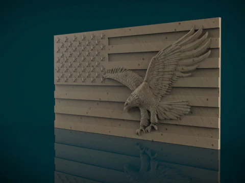 American Flag and Eagle 3D Print Model