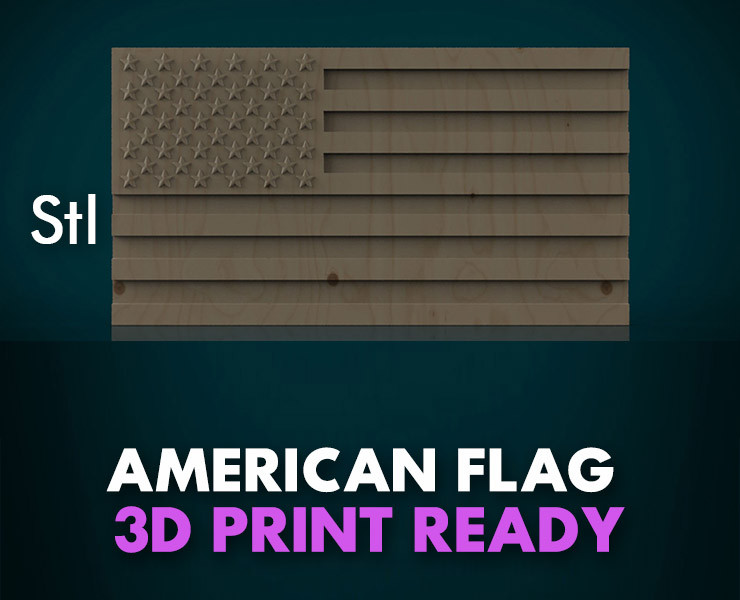 American Flag 3D Baskı Modeli .c4d .max .obj .3ds .fbx .stl .blend 