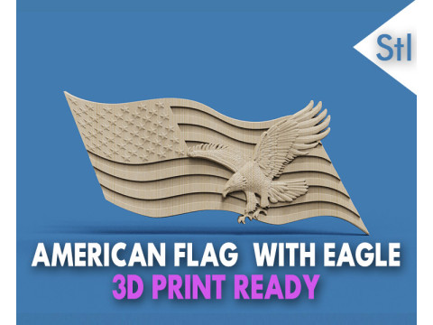 American Flag and Eagle 3D प्रिंट मॉडल