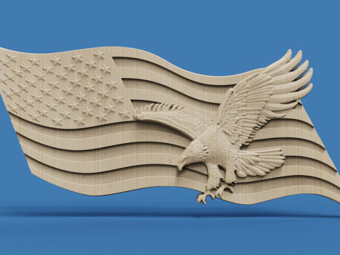 American Flag and Eagle 3D Принт Модель