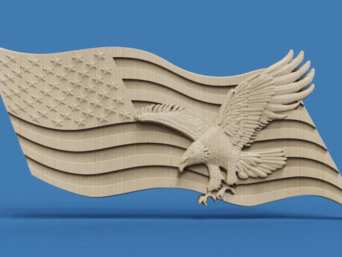 American Flag and Eagle 3D Print Model