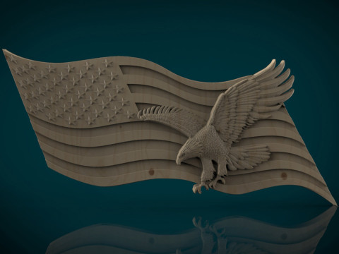 American Flag and Eagle 3D Принт Модель