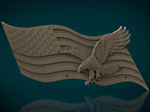 American Flag and Eagle 3D Print Model