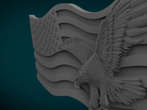 American Flag and Eagle 3D Print Model