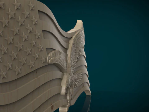 American Flag and Eagle 3D Print Model