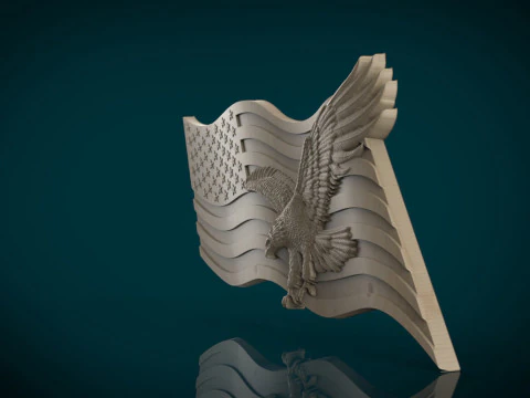 American Flag and Eagle 3D Print Model