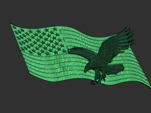 American Flag and Eagle 3D Print Model
