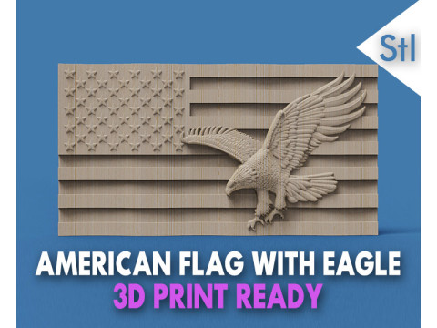 American Flag and Eagle 3D प्रिंट मॉडल