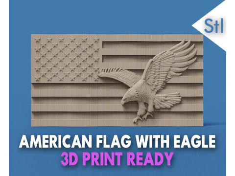 Bandiera americana e aquila Modello di stampa 3D