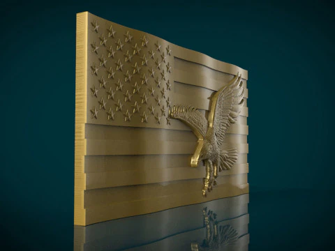 American Flag and Eagle 3D Print Model