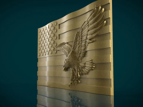 American Flag and Eagle 3D Print Model