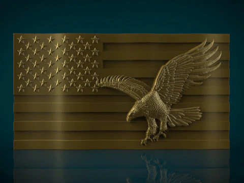 American Flag and Eagle 3D Print Model