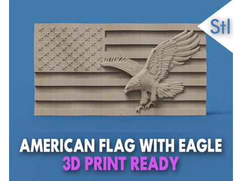 American Flag and Eagle 3D Print Model
