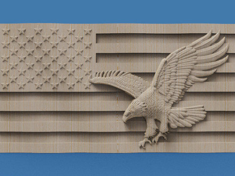 American Flag and Eagle 3D Print Model