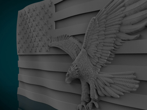 American Flag and Eagle 3D Print Model