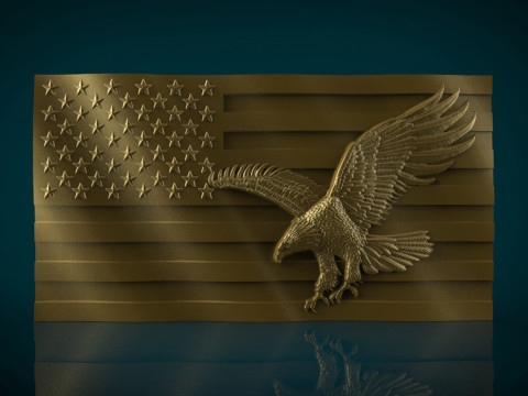 American Flag and Eagle 3D Print Model