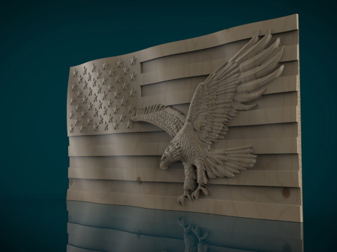 American Flag and Eagle 3D Print Model