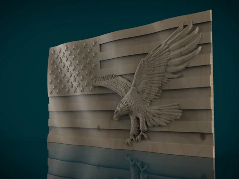 American Flag and Eagle 3D Print Model