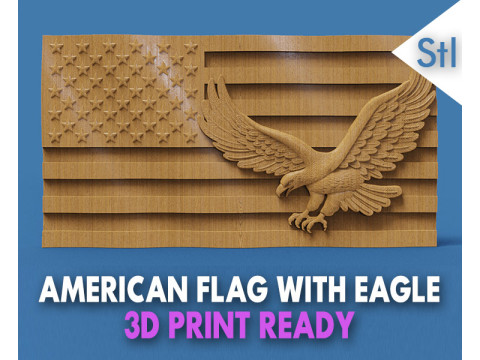 American Flag and Eagle 3D प्रिंट मॉडल