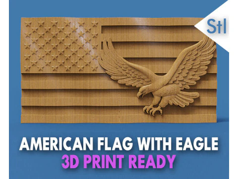 American Flag and Eagle 3D Print Model